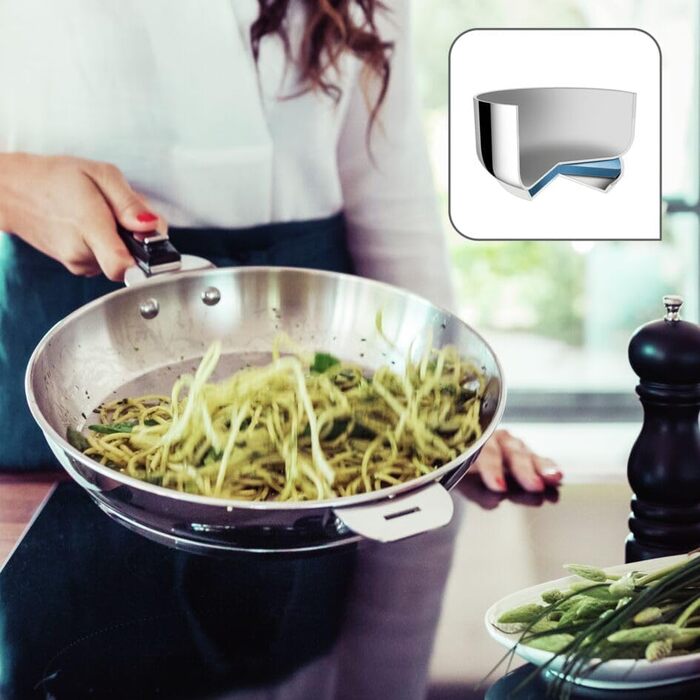 Набір каструль Lagostina Salvaspazio 4 шт. з нержавіючої сталі 18/10, знімний чорний ручка, Ø 16, 18, 20 см, для всіх типів плит, з трьохшаровим дном