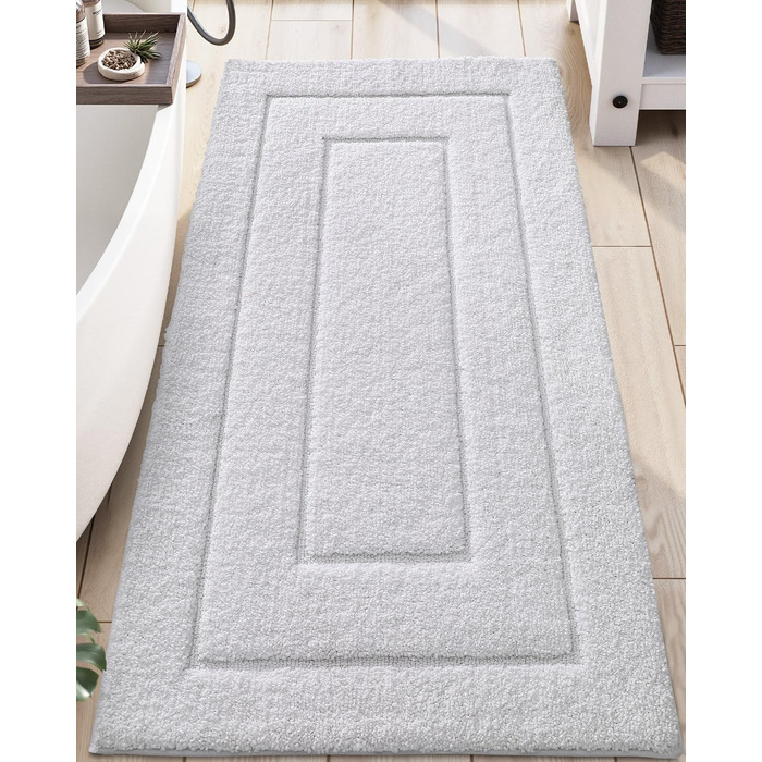 Килимок для ванної кімнати DEXI, білий, 40x61 см, преміум-якість, антиковзаючий, швидковисихаючий, для ванни та душу