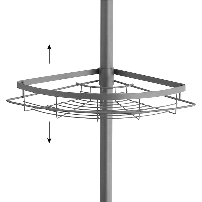 Кутова полиця для телескопа bremermann, 4 кошики, телескопічний стрижень до макс. близько 290 см (сірий)