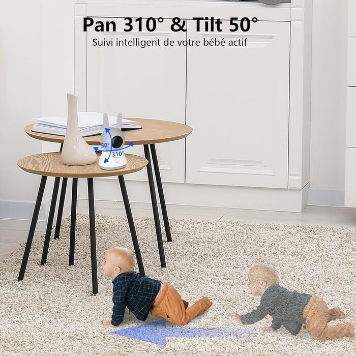 Відеоняня Wansview з камерою 1080P, Wi-Fi 2.4/5 GHz, нічна зйомка, датчик руху/звуку, двосторонній зв'язок, відстеження, контроль температури