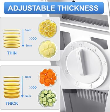 Насадка для овочениці SupMaKin, набір для нарізки овочів, фруктів, картоплі, регулювання товщини 0,1-8 мм, білий колір