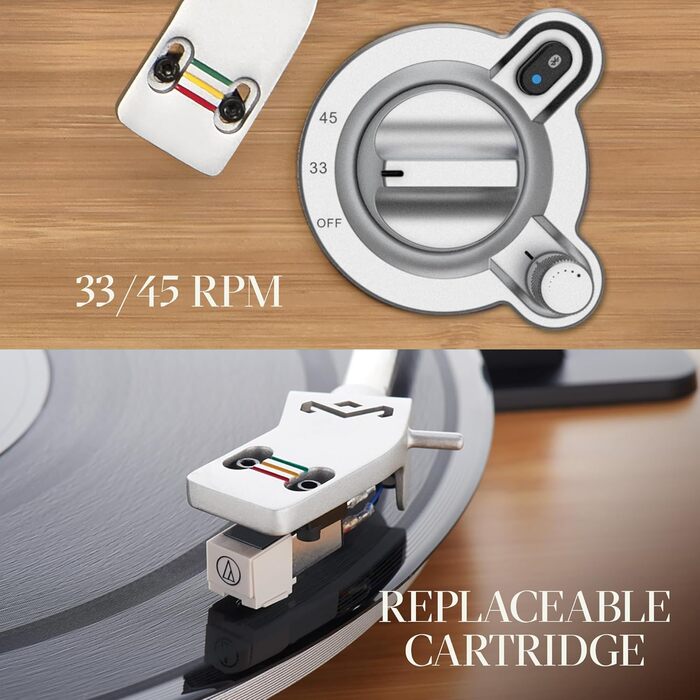 Вініловий програвач House of Marley Stir It Up Wireless Bluetooth, екологічний, 33/45 об/хв, з передпідсилювачем, головкою Audio-Technica, корпус з бамбука