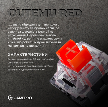 Дротова механічна клавіатура GamePro MK130R (Red) з Hot-Swap RGB Black