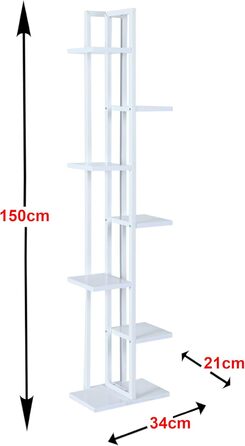 Підставка для квітів Somero 7 ярусів, 150x34x21 см, полиця для кімнатних рослин, чорний/горіх (білий)