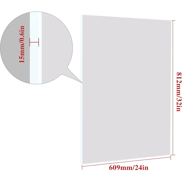 Дзеркало для ванної кімнати WONSTART 81.3 x 61 см біле з алюмінієвою рамою, для монтажу над умивальником, сучасний дизайн, підходить для ванної, спальні, передпокою