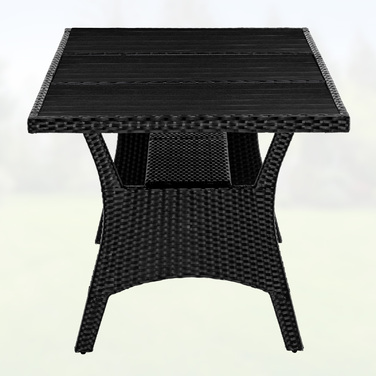 Стіл садовий з поліротанга Takeo Black 190x90x75см WPC