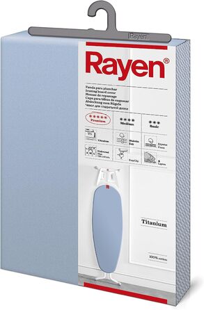 Універсальний чохол для прасувальної дошки Rayen 6304.03, еластичний, м'який, легко наноситься, 4 шари піна, молтон, тканина з полотна і титану преміум-класу, розміри 127 х 51 см, (130 х 47 см, синій)