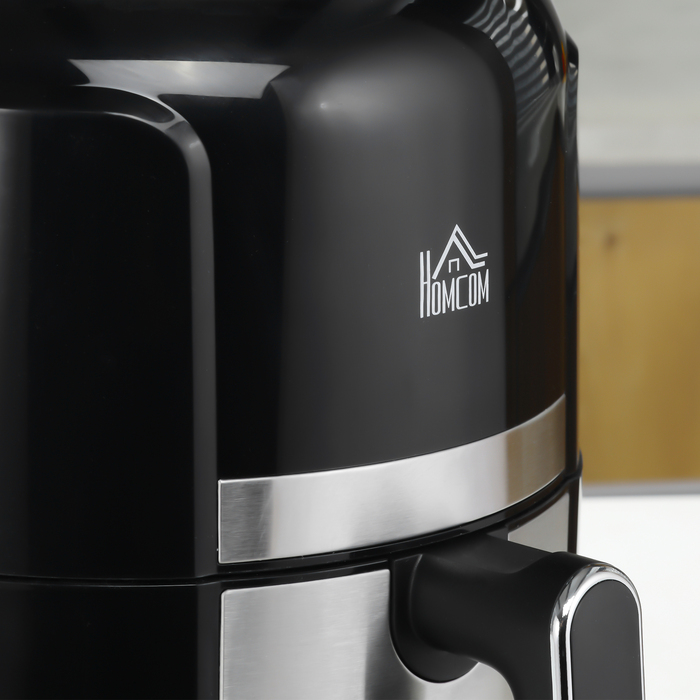 HOMCOM Горизонтальний фритюрниця з гарячим повітрям на 4 л, Airfryer з 12 програмами, таймером на 60 хв, антипригарним кошиком, 1300 Вт фритюрниця без олії, з захистом від перегріву, LED-сенсорним дисплеєм, Чорний | Aosom