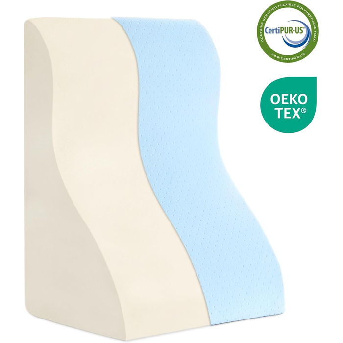 Подушка для читання в ліжко та диван - подушка-клинок з піною з пам'яті - ергономічна спинка та подушка для голови - ідеальна підтримка спини під час відпочинку, ігор, читання або перегляду телевізора - широка (стандартна ширина 82 см, блакитна)