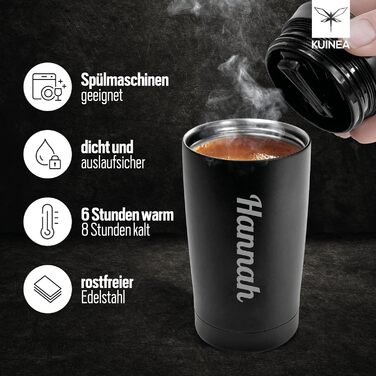 Термокружка з гравіюванням, 350 мл, чорна, з персоналізацією, 100% без витоку