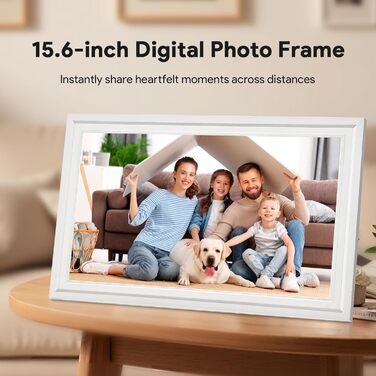 Цифрова фоторамка Frameo 15.6 дюймів з Wi-Fi, 32ГБ пам'яті, HD IPS сенсорний екран 1920x1080, автоматичний поворот та підтримка додатка Frameo