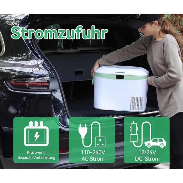 Автохолодильник BINGI 18л портативний 12/24V та 230V, термобокс для авто, кемпінгу, дому (від +15°C до -18°C)