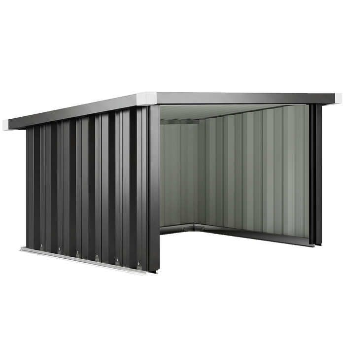 Гараж для робота-косарки зі сталі, 108 x 86 x 62,5 см. Гараж для робота-косарки з похилим дахом та захисним бордюром, виготовлений з оцинкованої сталі.