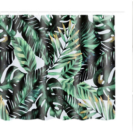 Фіранка для душу Litthing 180x180 з захистом від цвілі і водостійкістю, фіранка для душу з 12 кільцями для Фіранки для душу, 3D цифровий друк, зелена рослина з яскравими квітами (14)
