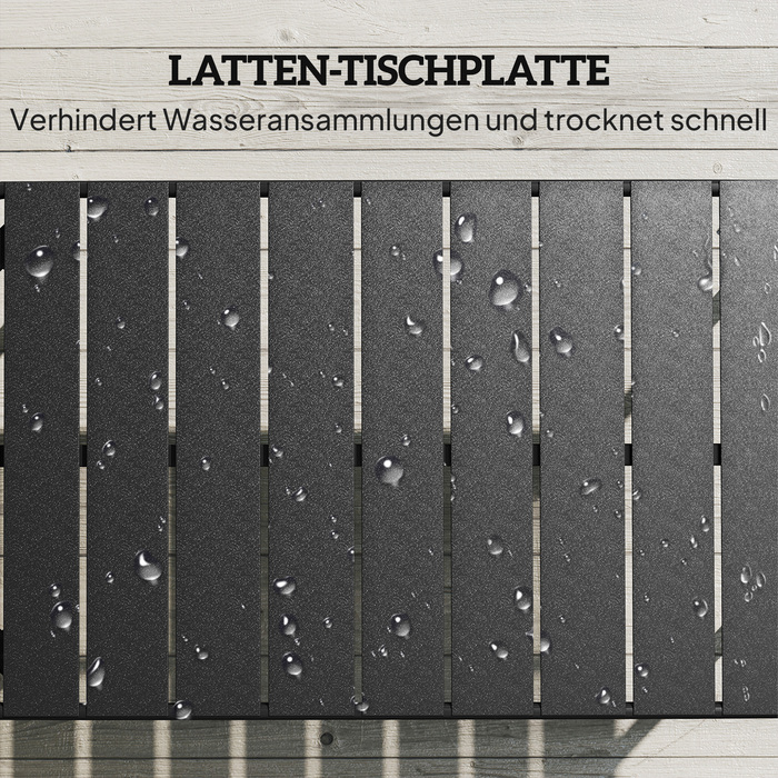 Вуличний журнальний столик, стійкий до погодних умов, прямокутний металевий патіо-стіл з ламельною стільницею для вулиці