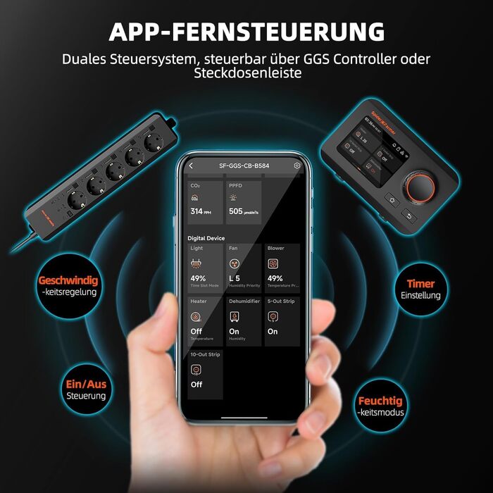 Зволожувач повітря Spider Farmer Neuer 5л для рослин, теплиці, кімнати з гігрометром та автовимкненням, чорний