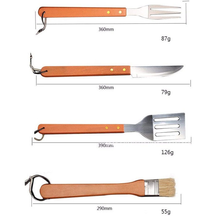 Набір столових приборів для барбекю HGTRSDE, набір інструментів для гриля з нержавіючої сталі з 18 предметів, набір аксесуарів для гриля, повний набір столових приборів для барбекю барбекю з футляром для зберігання для сімейної вечірки в саду, кемпінгу