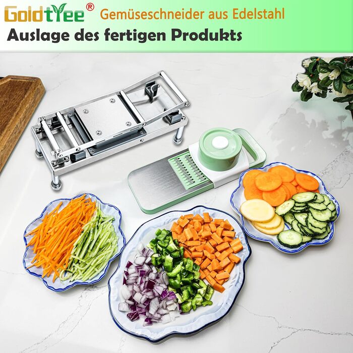 Подрібнювач овочів 8-в-1 з контейнером, набір для нарізки овочів та салатів, з нержавіючої сталі