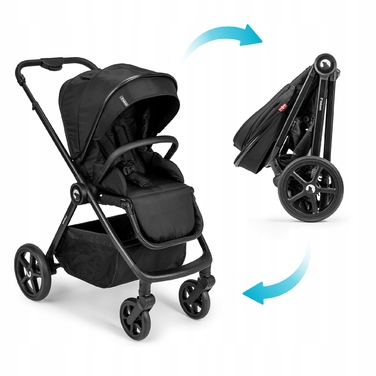 Дитячий прогулянковий візок Kidnort Älskar, чорний, алюмінієвий, до 22 кг, складаний