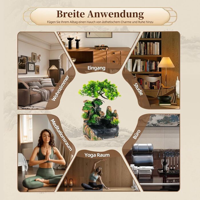 Кімнатний фонтан-водоспад з рослинами: для вітальні, спальні, офісу, кафе