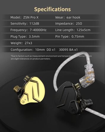 Навушники-вкладиші keephifi KZ ZSN Pro X HiFi IEM навушники, шумозаглушення, знімний кабель