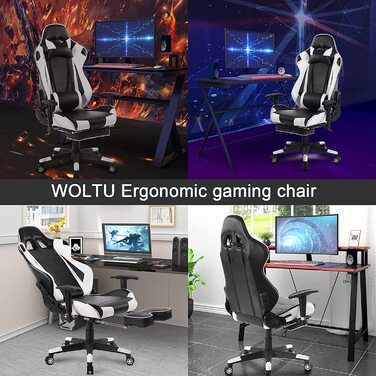 Ігрове крісло WOLTU чорно-біле