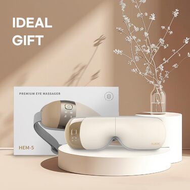 Масажер для очей HubiCare з підігрівом та вібрацією для зняття напруги, мігрені та зменшення втоми очей (Бежевий)