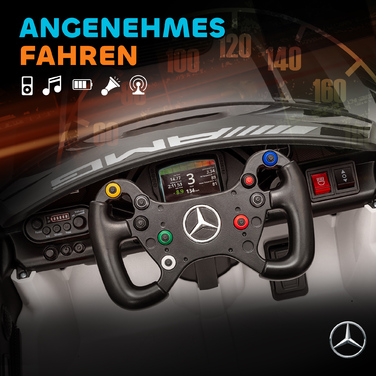 Електромобіль Mercedes-Benz для дітей, 12V, з LED-підсвіткою, музикою, звуком клаксона, для дітей віком 3-8 років, білий