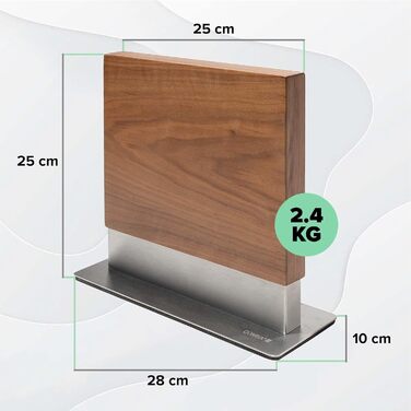 Магнітний брусок для ножів Coninx двосторонній | Тримач для ножів без ножів | Тримач для кухонних ножів з потужним магнітом | Підставка для ножів Coninx з антиковзким покриттям, горіховий колір