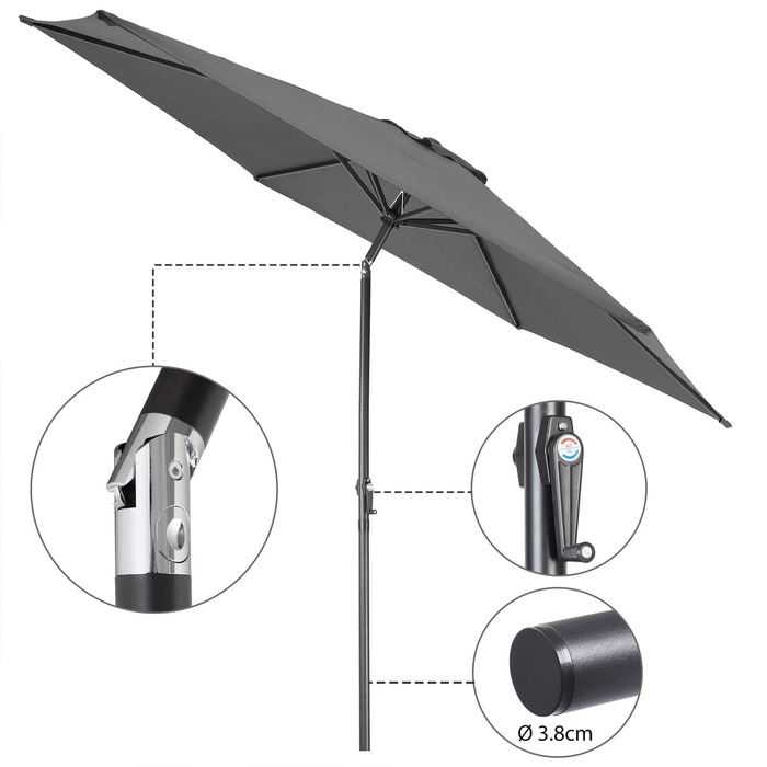 Парасолька Anthracite Alu Ø300см Захист від ультрафіолету 80+