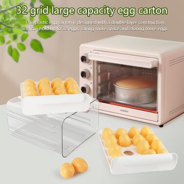 Ящик для яєць MXTIMWAN, штабельований, на 32 яйця, пластик, для зберігання в холодильнику