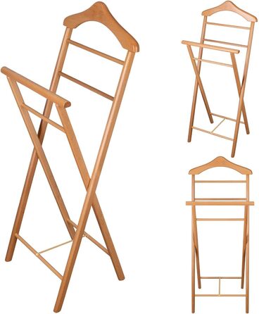 Стійкий дерев'яний слуга для одягу (3 кольори) – готовий до збирання – для спальні, гардеробу, ванної кімнати | Дерев'яна вішалка для одягу (Білий)