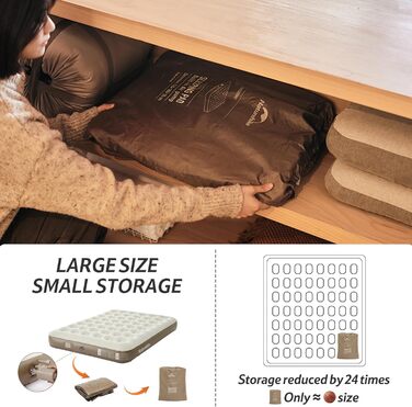 Надувна матрац Naturehike для 2 осіб з електричним насосом, 200x150x25 см. Самостійно надувна, преміум-якість, для кемпінгу та дому. Колір: коричневий.