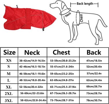Дощовик, водонепроникний, високий пояс, регульований, для середніх/великих мисливських собак, червоний, L (78см)