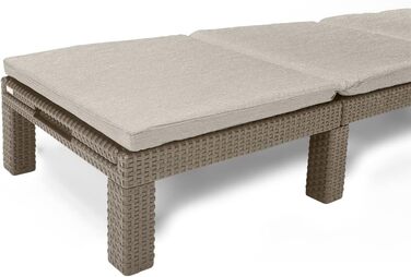 Шезлонг Allibert Daytona Deluxe для саду, тераси та балкону: регульована спинка, з подушкою, пластик, імітація ротангу, 195x65x25,5 см (Cappuccino)