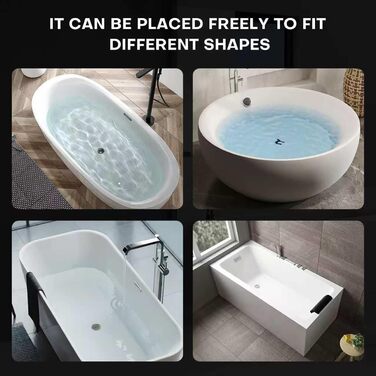 Подушка для ванни 4D Luxus, для голови, шиї, плечей та спини, ергономічна, з 6 присосками, для джакузі та домашнього спа (Чорний)