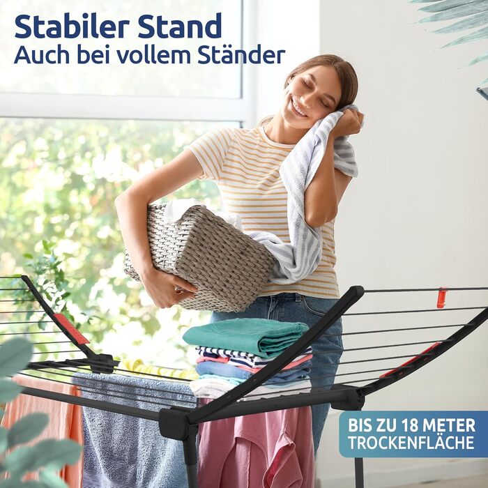 Сушарка для білизни STAHLMANN® з площею сушіння 18 м² - розкладний сушильний бак [Вироблено в ЄС] 1,05 м - ідеально підходить для довгих речей, економія місця