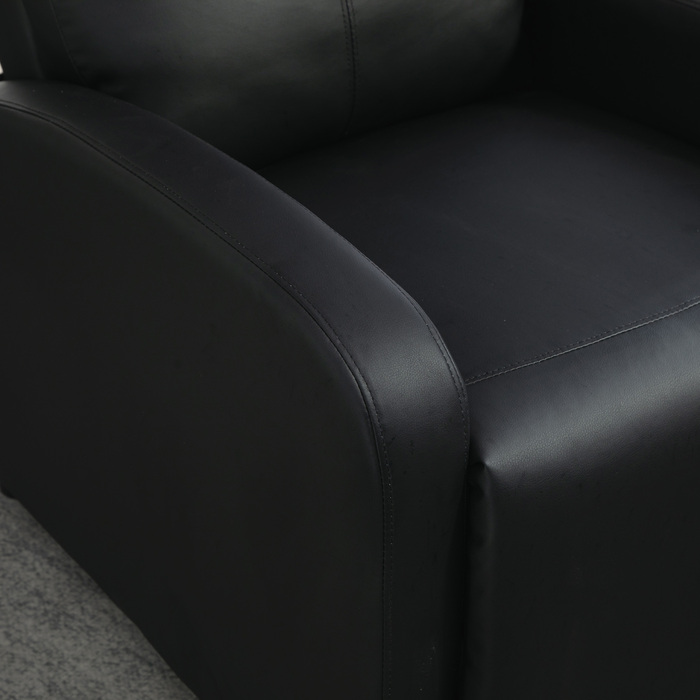 Крісло під телевізор HOMCOM Recliner з функцією відкидання, імітація шкіри чорного кольору, зручне крісло для вітальні та відпочинку