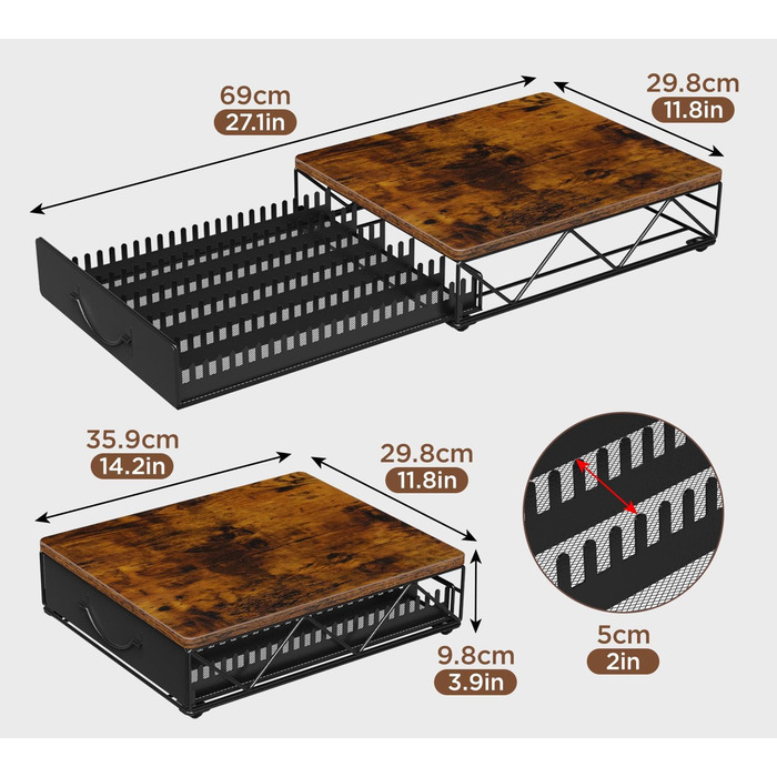 Організатор для капсул Nespresso Vertuo від HFHOME - на 40 великих або 60 маленьких капсул, з висувною шухлядою