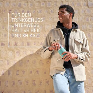 Термокружка Emsa N20210 Travel Mug Classic, 0.36 л, нержавіюча сталь, Petrol | Збереження тепла 4 години, холоду 8 годин | 100% герметична, з невеликим отвором для пиття, придатна для миття в посудомийній машині