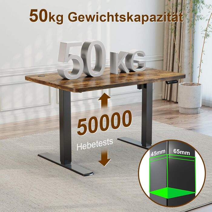 Електричний регульований стіл JUMMICO з USB-портом для зарядки, 140 x 60 см, коричневий