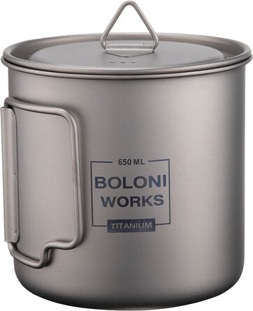 Чашка для кемпінгу BOLONI, титановий горщик, похідна чашка, титанові столові прилади для кемпінгу з портативною сумкою 300 мл (650 мл)