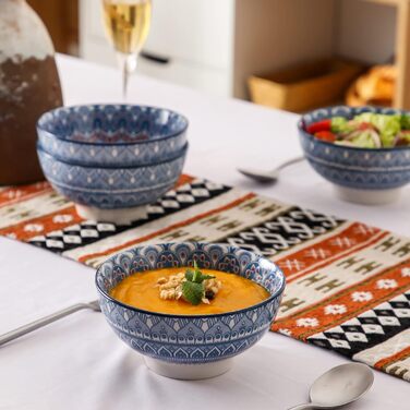 Набір посуду Vancasso MANDALA 48 предметів: сервіз для 12 осіб, ручна робота, богемський стиль, кераміка, блакитний мандала