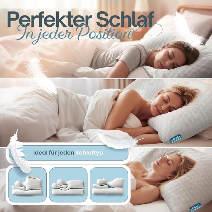 Ортопедична подушка для шиї 40x80 – подушка для шиї – подушка з піною з пам'яті для всіх типів сну (на спині, на животі, на боці) подушка з віскоеластичної піни (висота 13 см) – для наволочок 40x80 см