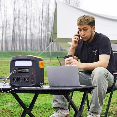 Портативна електростанція 1500W (3000W пікова потужність), 1102,5Wh LiMnFePO4 акумулятор, швидка зарядка за 90 хв, PD 100W, USB-C/AC/DC, сонячна панель, для кемпінгу, резервне живлення, на відкритому повітрі (Помаранчевий + Чорний)