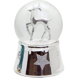 Снігова куля олень срібло з срібним підставою прямо з зірками з музична шкатулка діаметром 100 мм, 20131
