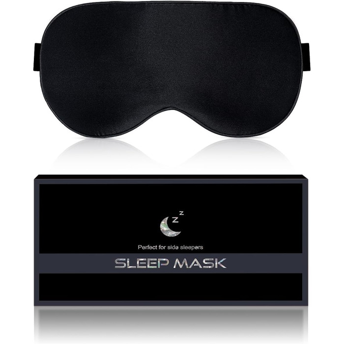 Шовкова маска для сну Aosun обсидіаново-чорна