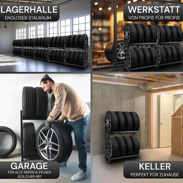 Стійка для шин Premium 8 шин, 100x110x40 см, чорна, 175 кг, для гаража та складу