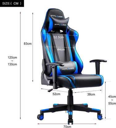 Ігрове крісло GTPLAYER офісне крісло геймерське синє