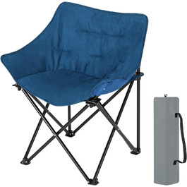 Набір кемпінгового крісла складний, складаний стілець з м'якою оббивкою, складаний стілець легкий, складаний рибальський стілець, пляжне крісло для пікніка з сумкою для перенесення, виготовлений зі штучної замші оксфордської тканини, (1, синій)